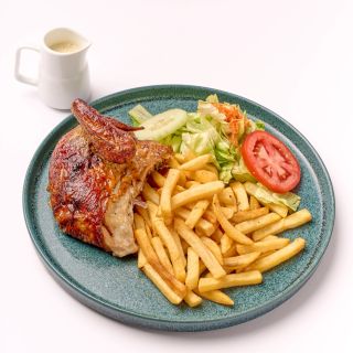 1/4 pollo con papas fritas